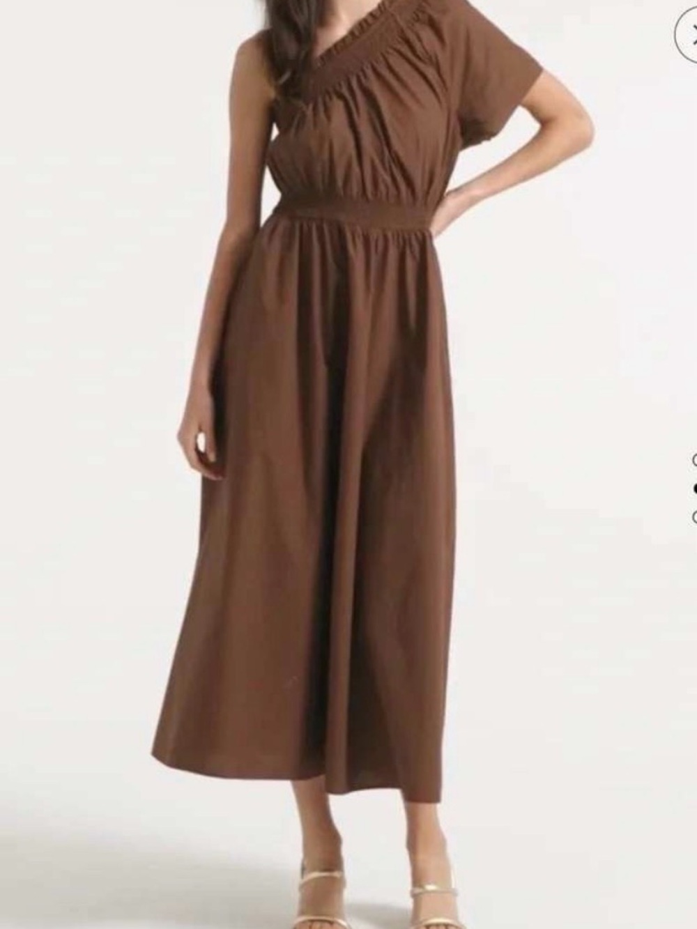 J. Crew Cotton One-Shoulder Brown Maxi Dress